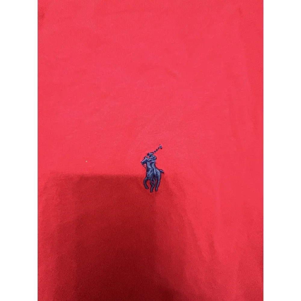 Polo Ralph Lauren Large Red Slim Fit Tee Blue Logo 46x28 Clean Short Sleeve